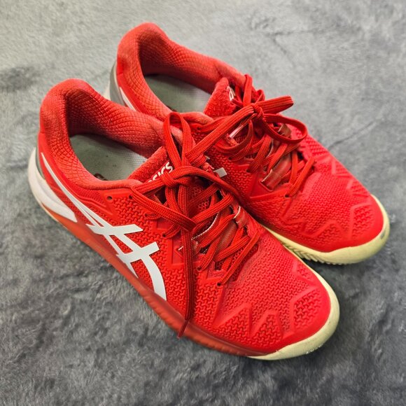 ASICS GEL-Resolution 8 Tennis Shoes Women’s Size 6 Fiery Red White - Picture 1 of 12